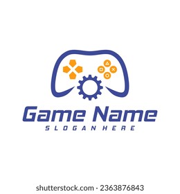 Gear Game logo template vector. Joystick design Icon. Stylized joystick buttons. Creative design