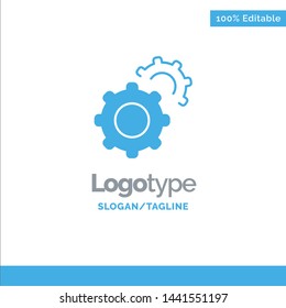 Gear, Gears, Setting Blue Solid Logo Template. Place for Tagline