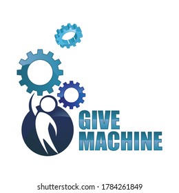 Gear Give Machine Logo Vector