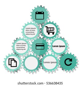 gear glass flat infographics Template for diagram, Data visualization , presentation ,steps or processes.