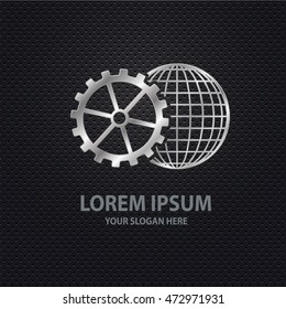 Gear and global design ,silver concept,clean vector