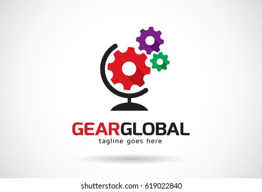Gear Global Logo Template Design Vector, Emblem, Design Concept, Creative Symbol, Icon