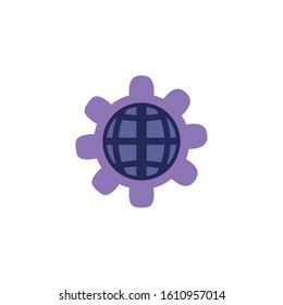 Gear and global sphere design, construction work repair machine part technology industry and technical theme Vector illustration