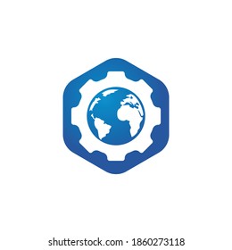 Gear global vector logo design. Gear planet icon logo design element.	
