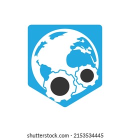 Gear global vector logo design. Gear planet icon logo design element.	