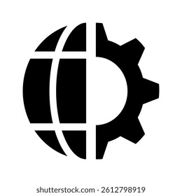 gear and globe icon. website settings icon