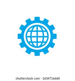 gear globe logo design vector template