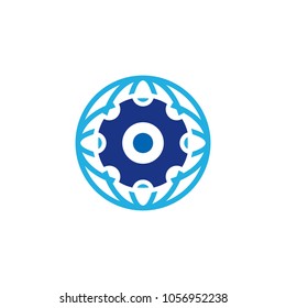 Gear Globe Logo Icon Design