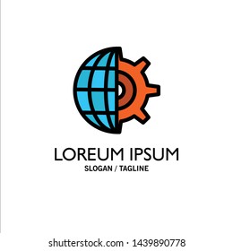 Gear, Globe, Setting, Business Business Logo Template. Flat Color