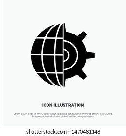 Gear, Globe, Setting, Business solid Glyph Icon vector. Vector Icon Template background