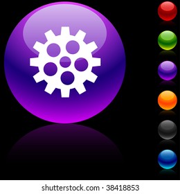Gear  glossy icon. Vector illustration.