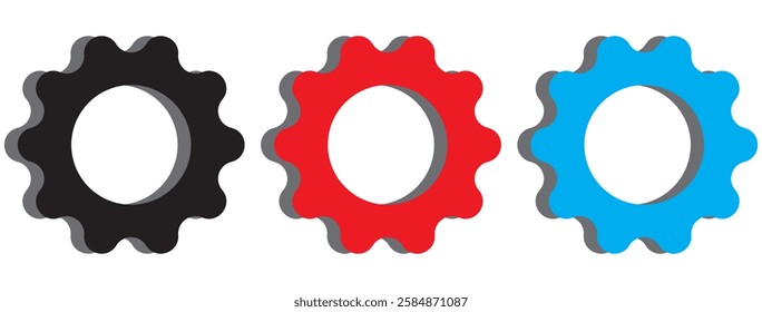 Gear glyph icon. Simple solid style. Two, three, technology, service, wheel concept. Vector illustration isolated on white background. EPS 10
