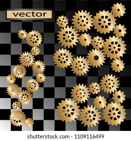 Gear gold or copper shiny tool isolated on transparent background vector illustration of light color retro gear mechanism, working details of watch, steampunk style for design