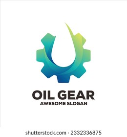 gear gradient mascot illustration logo