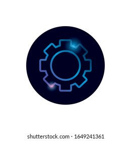 Gear gradient style icon design, construction work repair machine part technology industry and technical theme Vector illustration