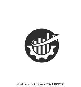 Diseño de ilustración de icono del vector del diagrama de gráficos de engranajes