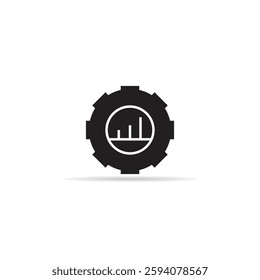 gear and graph icon with shadow on white background