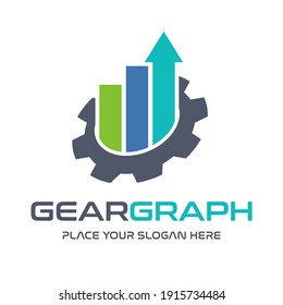 Gear graph vector logo template. This design use wheel and arrow symbol. Suitable for business and industrial.