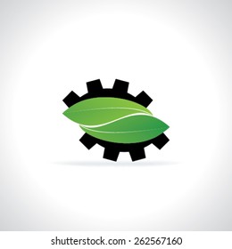 gear with green leaf idea concept 