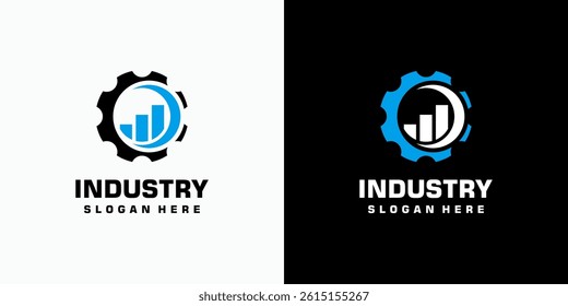 Gear and growth chart vector logo design with modern, simple, clean and abstract style. Icon for business, industrial and personal branding.