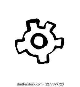 Gear grunge icon. Vector illustration.