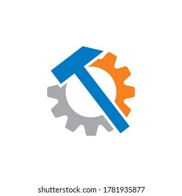 gear and hammer service logo , manufacture logo
