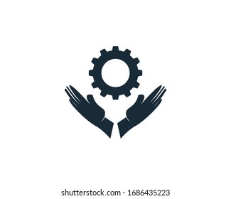 Gear Hand Icon Vector Logo Template Illustration Design