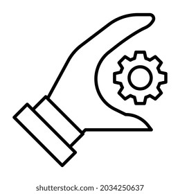 Gear with hand, linear design icon of support