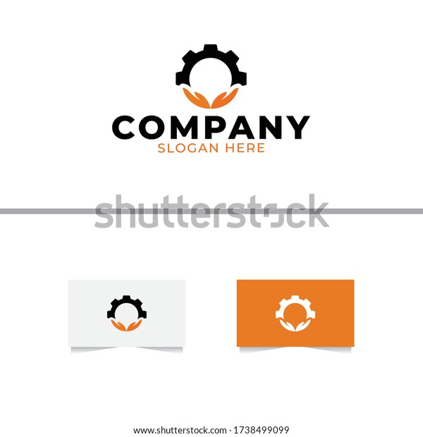Gear Hand Logo Design\
Vector Template
