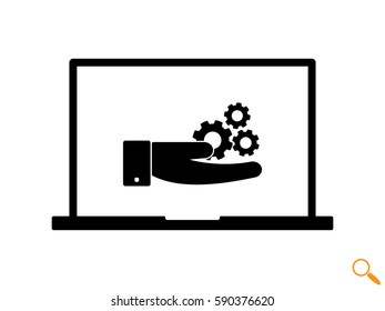 gear in hand, notebook, icon, vector illustration eps10