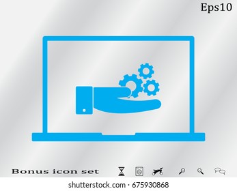 gear in hand, notebook, icon, vector illustration eps10