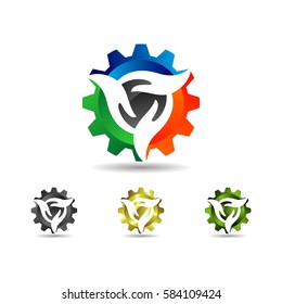 gear hand vector logo
