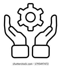 Gear In Hands Flat Icon Isolated On White Background