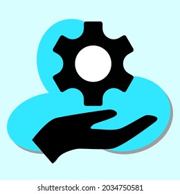 Gear and hands vector isolated design