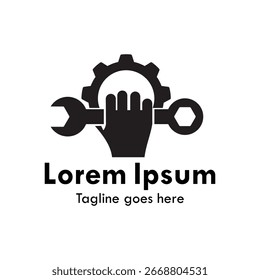 gear with hands and wrench logo