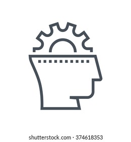 Gear, Head, Brain Storming Icon Suitable For Info Graphics, Websites And Print Media And  Interfaces. Line Vector Icon.