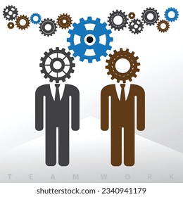 Gear head businessman icon. Teamwork Illustration Vector 10