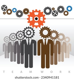 Gear head businessman icon. Teamwork Illustration Vector 10