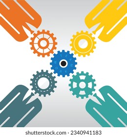 Gear head businessman icon. Teamwork Illustration Vector 10