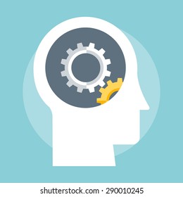 Gear and Head flat style, colorful, vector icon for info graphics, websites, mobile and print media.