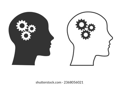 Gear in head icon. Creativity symbol design vector ilustration.
