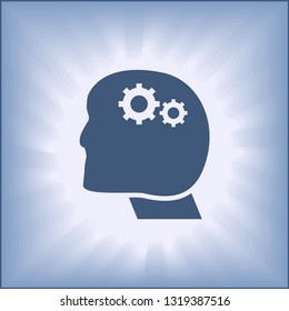 Gear in head icon isolated on blue background vector image