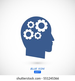 gear in head icon, vector best flat icon, EPS