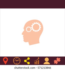 Gear in head  icon. Vector design. 