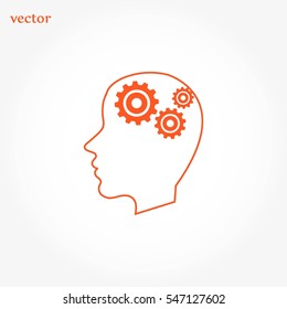  gear in head icon, Vector EPS 10 illustration style