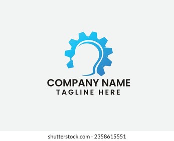 Gear head logo design. Head logo. Gear brain. Business. Finance. Auto. Premium gear. Unique. Company. Human. Head vector