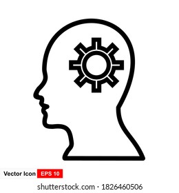 Gear head outline icon. Vector illustration