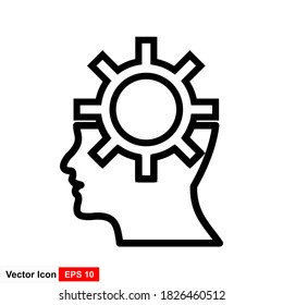 Gear head outline icon. Vector illustration