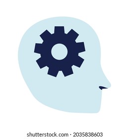 gear in head profile icon isolated