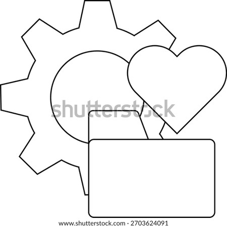 Gear heart folder outline A mechanicaldigital symbol or icon